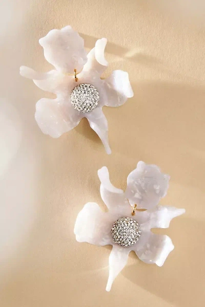 Lele Sadoughi Crystal Lily Earrings In White