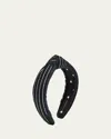 Lele Sadoughi Crystal Pinstripe Slim Knotted Headband In Jet Crystal