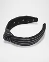 Lele Sadoughi Crystal Pinstripe Slim Knotted Headband In Jet Crystal