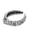 Lele Sadoughi Knotted Crystal Woven Headband In Gray/white