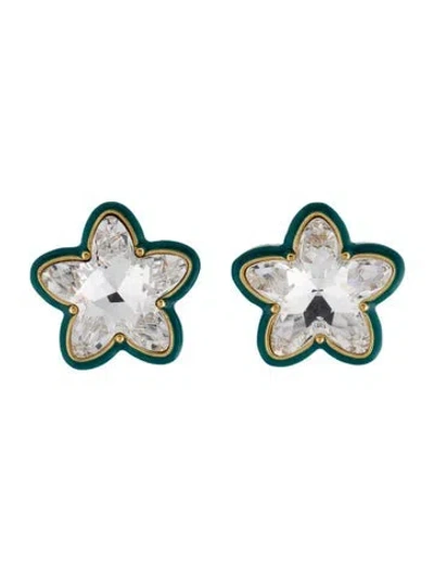 Pre-owned Lele Sadoughi Crystal Star Button Earrings In Blue