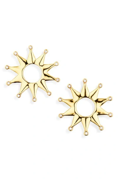 Lele Sadoughi Crystal Sun Stud Earrings In Gold