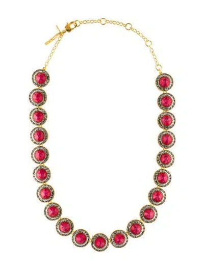 Pre-owned Lele Sadoughi Crystal Token Necklace, 22" In Multi