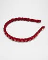 Lele Sadoughi Crystal Velvet Slim Headband In Merlot