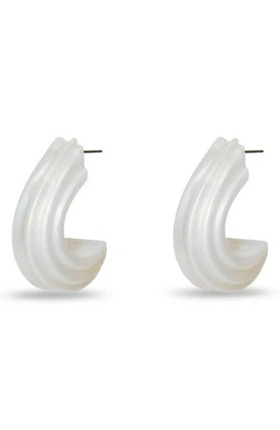 Lele Sadoughi Curved Canyon Hoop Earrings In White