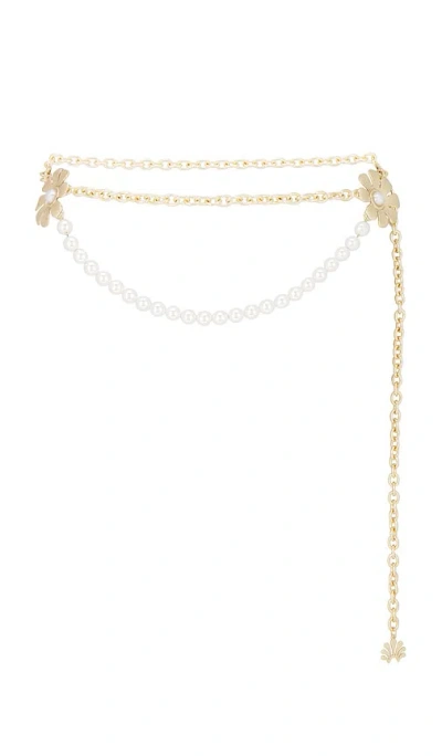 Lele Sadoughi Daisy Chain Belt In Pearl