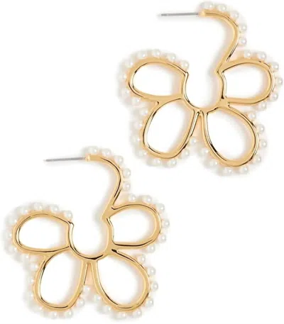 Lele Sadoughi Daisy Pearl Hoop Earings In Gold/ Pearl In Multi