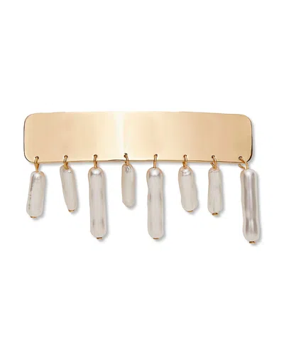 Lele Sadoughi Dangling Faux Pearl Barrette In Gold