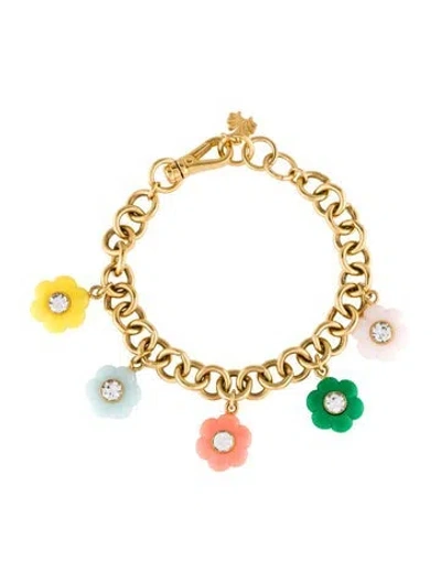 Pre-owned Lele Sadoughi Daphne Flower Charm Bracelet, 7.5" In Multi