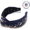 Lele Sadoughi Denver Broncos Embellished Knotted Headband In Blue