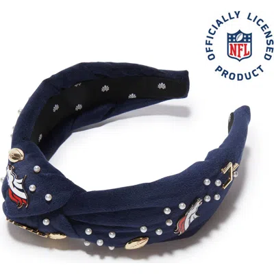 Lele Sadoughi Denver Broncos Embellished Knotted Headband In Blue