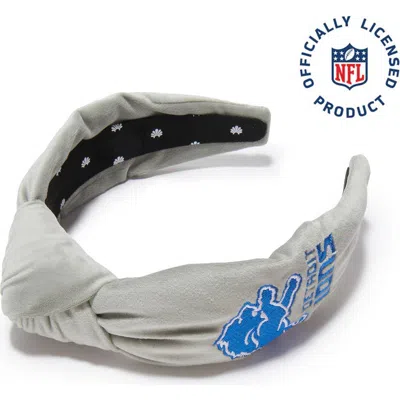 Lele Sadoughi Detroit Lions Embroidered Knotted Headband In Gray