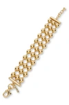 Lele Sadoughi Diana Triple Row Bracelet In Gold