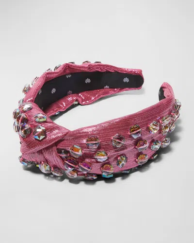 Lele Sadoughi Disco Crystal Knotted Headband In Pink