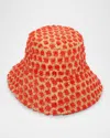 Lele Sadoughi Melon Dotted Raffia Bucket Hat
