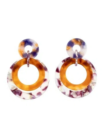 Pre-owned Lele Sadoughi Double Ring Hoop Earrings In Purple