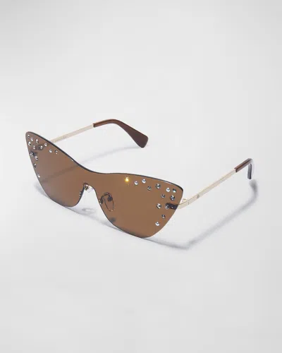Lele Sadoughi Hand-embellished Downtown Sunglasses In Brown