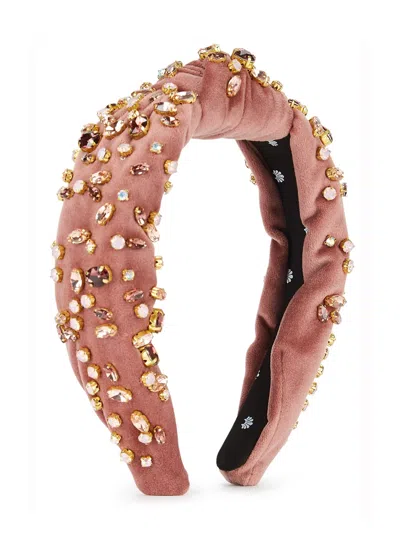 Lele Sadoughi Dusky Pink Crystal-embellished Velvet Headband