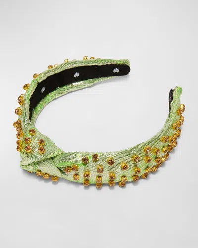 Lele Sadoughi Women's Slim Knotted Embellished Brocade Headband In Parakeet