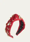 Lele Sadoughi Embellished Knotted Headband In Radish Red