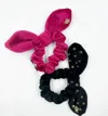 Lele Sadoughi Embellished Mixed Set Of 2 Scrunchies In Jet Black/fuschia In Multi