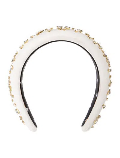 Pre-owned Lele Sadoughi Embellished Padded Headband In White