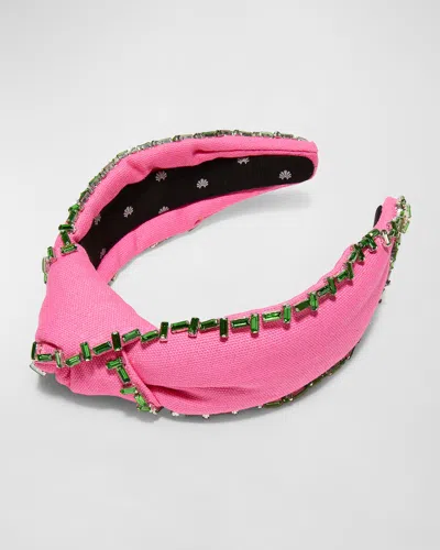Lele Sadoughi Women's Knotted Crystal-embellished Cotton Headband In Flamingo