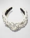 Lele Sadoughi Embellished Tweed Knotted Headband In Chalk
