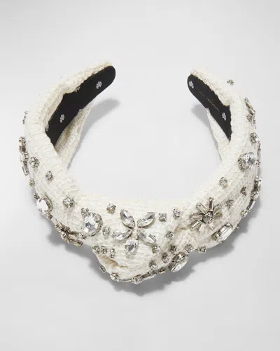 LELE SADOUGHI EMBELLISHED TWEED KNOTTED HEADBAND