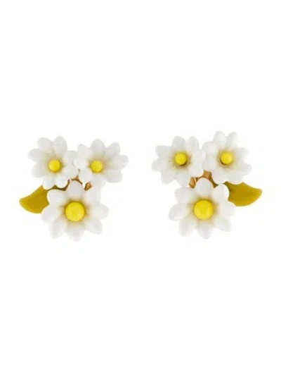 Pre-owned Lele Sadoughi Enamel Floral Clip-on Earrings In Multi