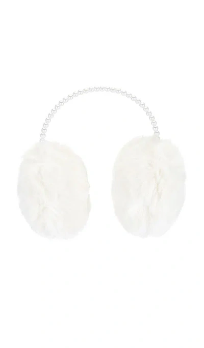 Lele Sadoughi Faux Fur Pearl Earmuffs In White