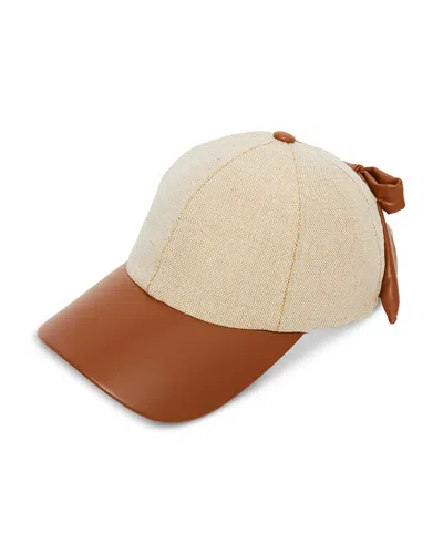 Lele Sadoughi Faux Leather Canvas Baseball Cap In Natural