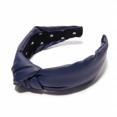 Lele Sadoughi Faux Leather Knotted Headband In Navy In Blue