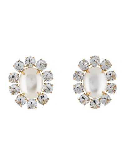 Pre-owned Lele Sadoughi Faux Pearl & Crystal 'atlantic-pacific Imitation' Earrings In White