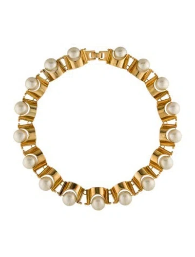 Pre-owned Lele Sadoughi Faux Pearl Groove Necklace, 18" In Multi