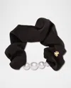 Lele Sadoughi Faux Pearl Satin Scrunchie In Black
