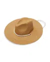 Lele Sadoughi Faux Pearl Strand Straw Hat In Natural
