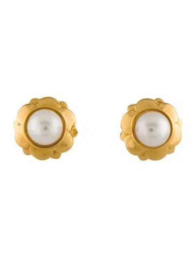 Pre-owned Lele Sadoughi Faux Pearl Stud Earrings In White