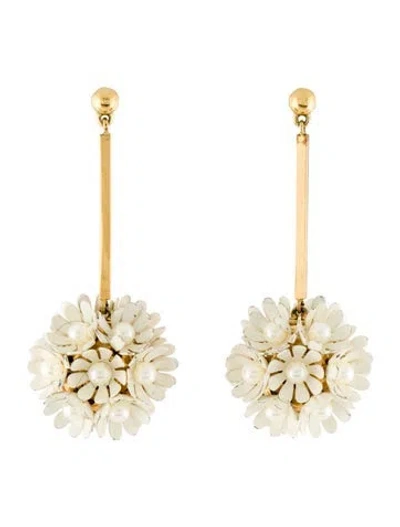 Pre-owned Lele Sadoughi Faux Pearl Tahitian Nights Plumeria Drop Earrings In Multi