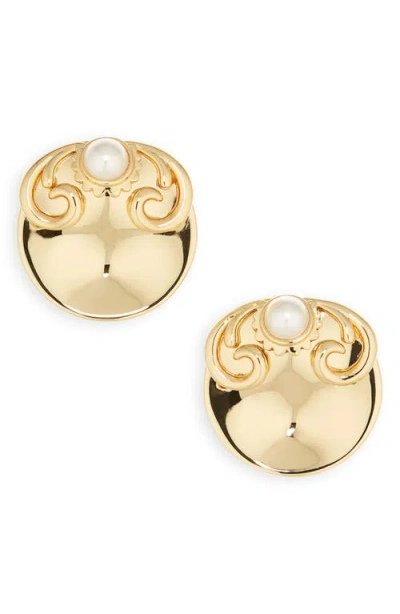 Lele Sadoughi Filigree Disk Button Earrings In Gold