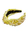 Lele Sadoughi Knotted Faux-pearl Floral Brocade Headband In Dandelion