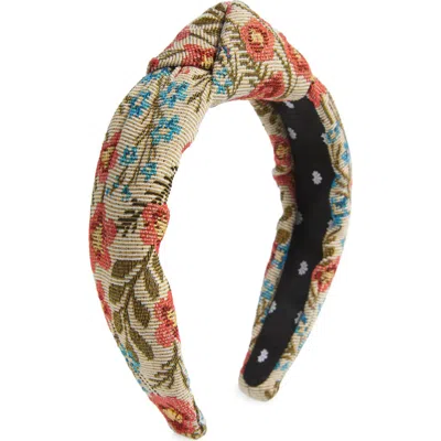 Lele Sadoughi Floral Brocade Knotted Headband In Coral Floral