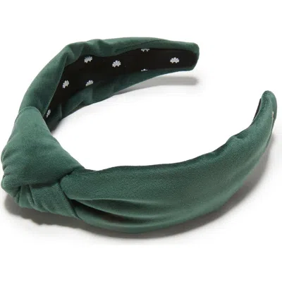 Lele Sadoughi Forest Green Velvet Knotted Headband