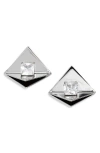 Lele Sadoughi Geo Crystal Button Drop Earrings In Silver