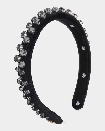 Lele Sadoughi Gigi Crystal-embellished Velvet Headband In Black