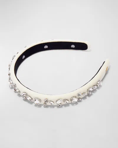 Lele Sadoughi Gigi Embellished Velvet Headband In Diamond