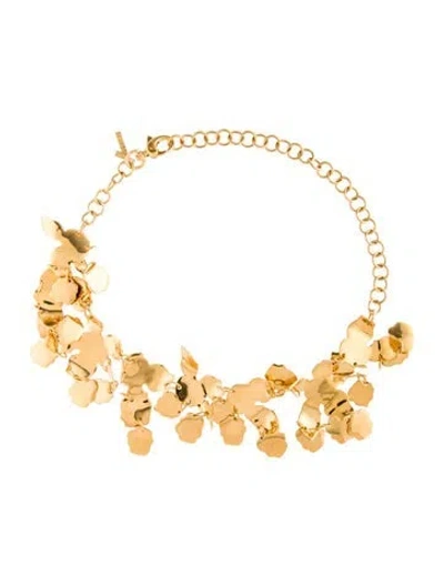 Pre-owned Lele Sadoughi Golden Lily Collar Necklace, 21" In Multi