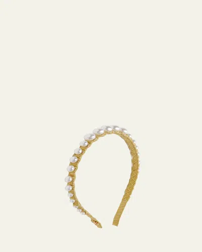 Lele Sadoughi Graduated Pearly Headband In Burgundy