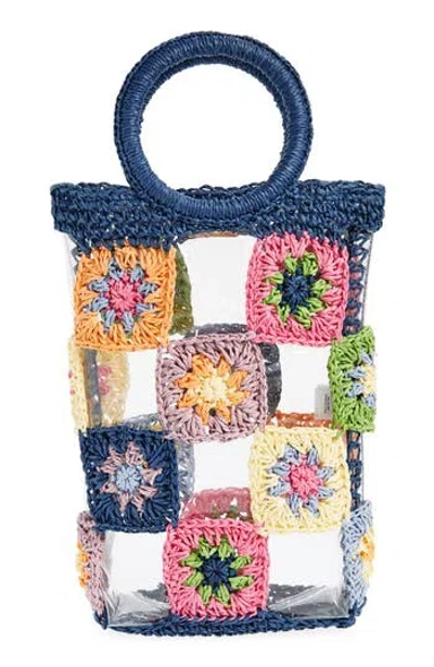 Lele Sadoughi Granny Square Crochet Trim Top-handle Bag In Animal Print