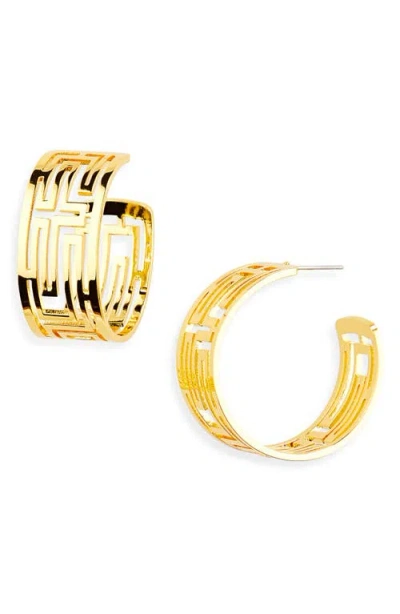 Lele Sadoughi Greek Key Hoop Earrings